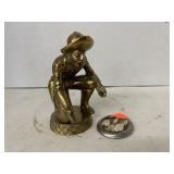 Vintage Brass Gold Panner Figurine