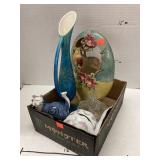 Flat Of Unique Decor Items W/Vntg Dish-ware