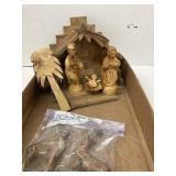 Unique Nativity W/Mary/Joseph/Baby Jesus and Vntg