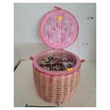 Sewing Basket W/ Misc Jewelry