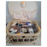 Sewing Basket W/ Misc Jewelry