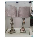2 Cnt Matching Lamps W/ Lampshades Approx 20