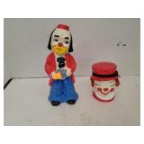 2 Clown Banks  ONE Cracked on Top