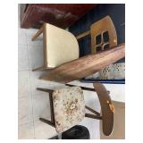 2 Vntg Chairs & Vntg Wooden Ironing Board Top (no