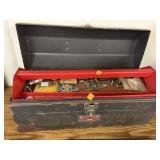 Metal Tool Box w/hardware & misc