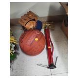 Lot of Basketballs/Mitt & Tire Pump