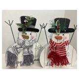 2 Ct Wooden Decorative Snowman Decor