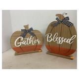2 Decorative Pumpkin Signs