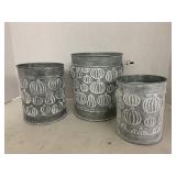 3 Metal / Tin Decorative Buckets