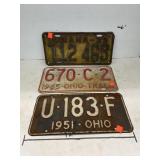 3 ct. - Vintage Indiana & Ohio License Plates
