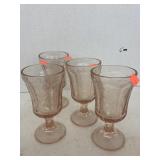 Vntg 4 Ct Pink Glass Cups