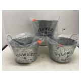 3 ct. - Metal Garden Bucket Decor