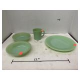 4 ct. - Green Glass Dishes/Mugs