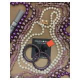 4 Ct Purple & Pearl Beaded Necklaces/2 Pr E