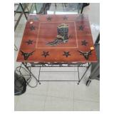 Western Style Table W/ Horses Approx 19 x 17 x 2
