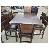 High Top Dining Room W/ 6 Leather? Padded Chairs