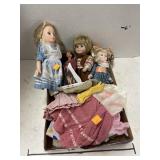 Box of Misc Doll Clothes & Dolls
