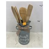 Decorative Utensil Holder & Wood Spatulas, etc