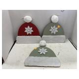 3 ct. - Wood Christmas Hat Decors