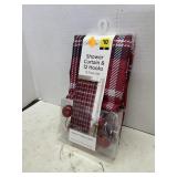 Christmas Shower Curtain & 12 Hooks