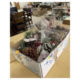 Box of Various Christmas Ornaments & Decor