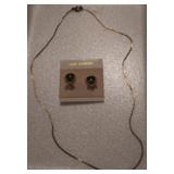 Jewelry - Jade Gemstone Earrings & Gold Necklace