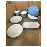 Enamel Ware French Blue Tea Set Pieces