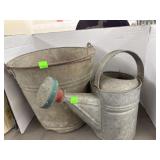Vntg Watering Can & Bucket