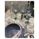 Lot of Crystal Vrty. And Flowery Glass Vrty.