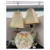 Angel Lamps and Plate