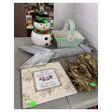 Snowman, ceramic Basket, Misc decor