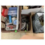 Baskets of Cherub Fountain, CDs, misc and box of