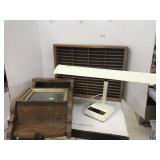 2 Wooden Shelves, and Lamp