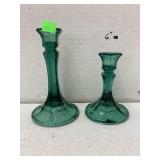 Indiana Glass teal candle holders