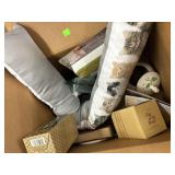 Box Lot w/ Cat Pillow & Misc