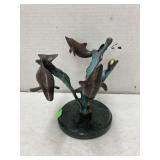 Brass and marble dolphin sculpture
