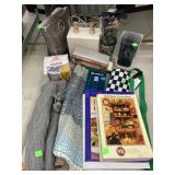 Cookbooks, rug, soap dispenser, curtains, etc