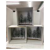 3- Sets of 3 Frosted Norway Pines