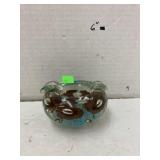 Hand blown floral ashtray