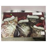 Christmas cat mat, approx 30 x 18 inches