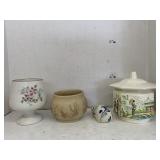 Asian Dish with Lid (chipped), Pottery Bowl,