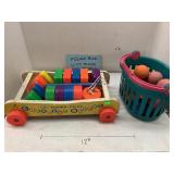 Fisher Price Wagon with Plastic Blocks and Balls