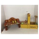 Vntg wood bench toys