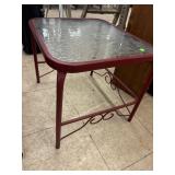 Metal Outdoor End Table w/ Glass Top