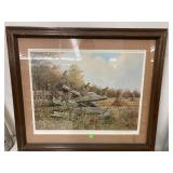 Framed, signed quail print