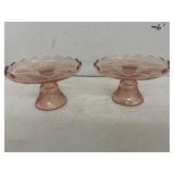 Pair of Pink Glass Desert / Serving Stands
