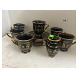 Greek Cups & Saucers Lot