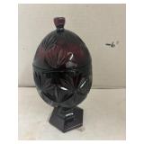 Vintage Wine Red Glass Candy Dish