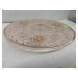 Pink Glass Cake Plate - chip on side rim