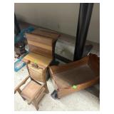 Doll Size Desk, Cradle, Chair